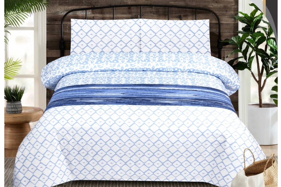 Icy Blue Color 3 PC Bedsheet