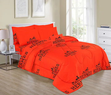 HERMES ORANGE WITH BLACK PRINT 3 PC