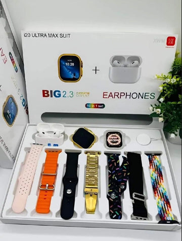 i20 Ultra Max Smart Watch 10 in 1 Combo Set