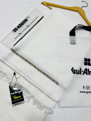 Gul Ahmad Mens Shawl0ff white)